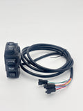 Left Control Switches with low and high beam, turn signals, horn and three way mode switch.